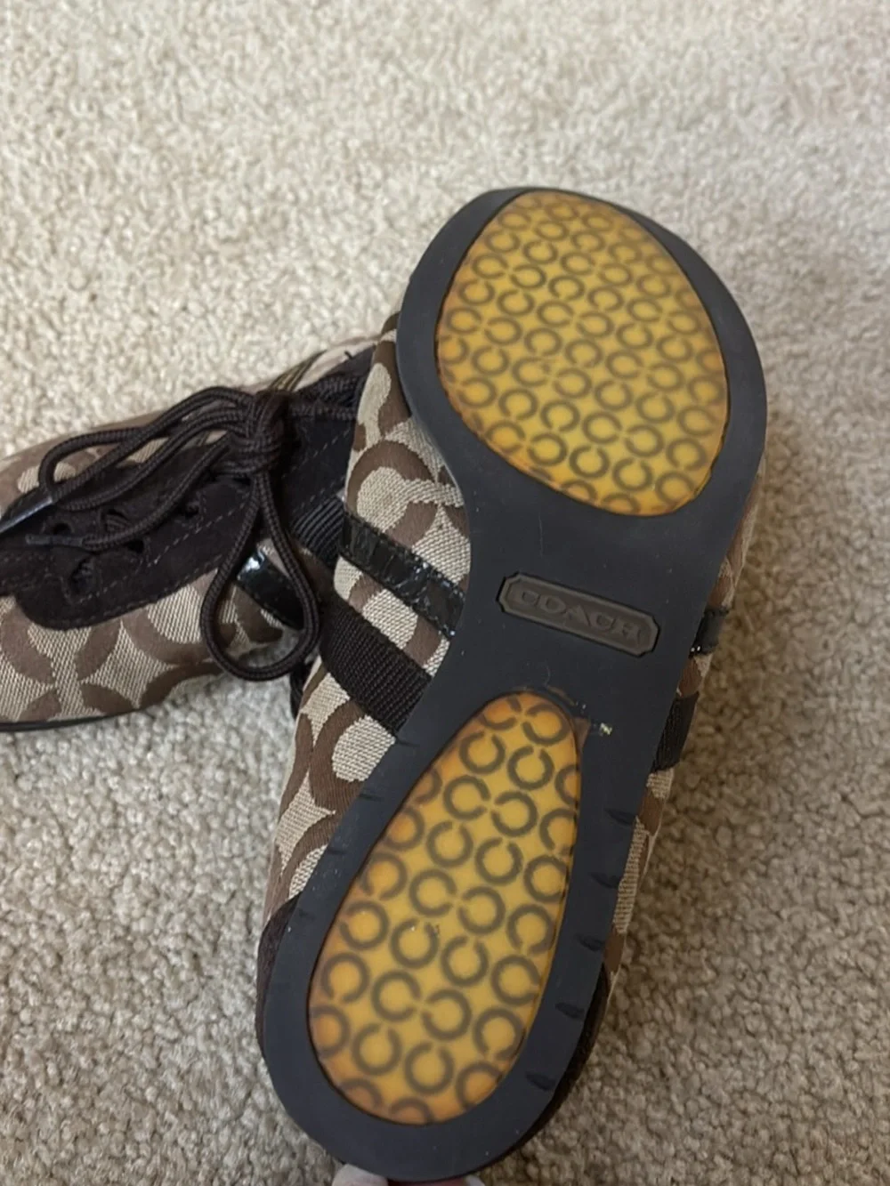 Coach Brown Tan Signature Canvas Sneakers